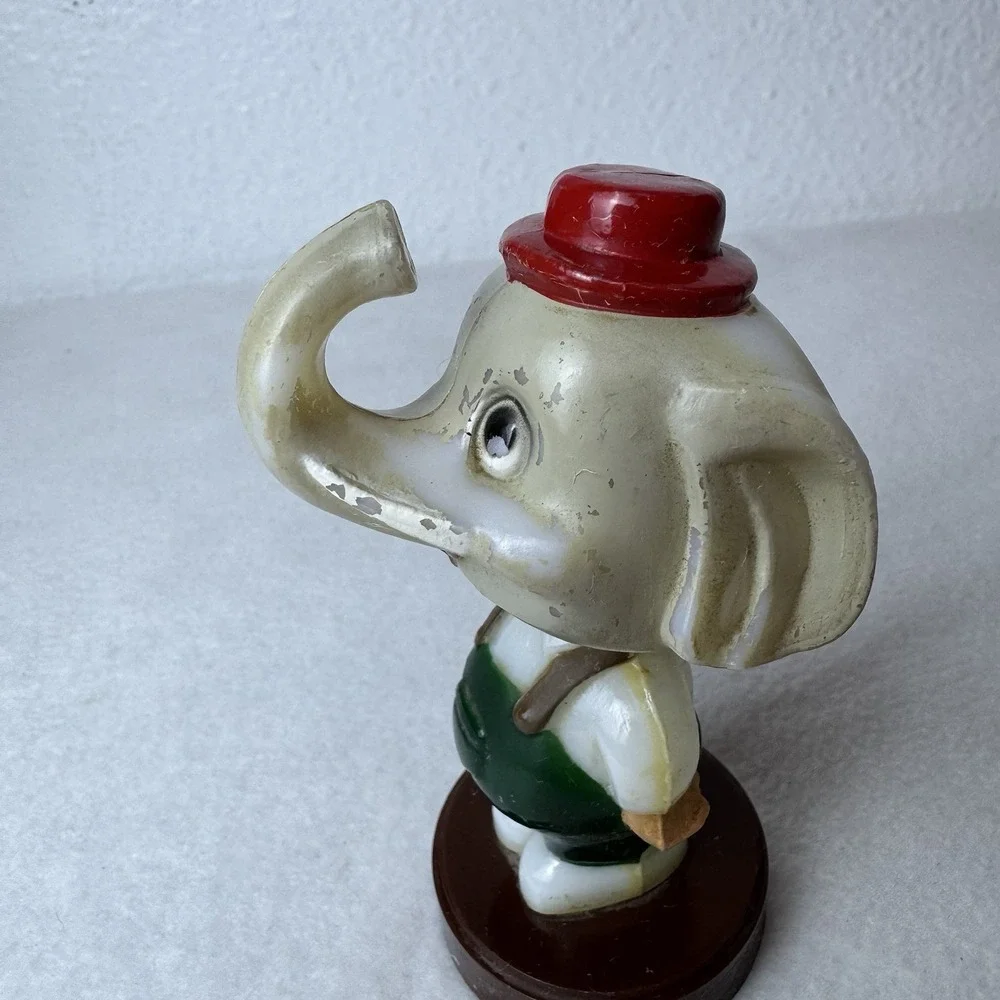 Vintage Plastic Bobble Head Nodder Elephant in Overalls -‎ Political